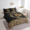 thumbnail image 2 of Erosebridal Chic Cheetah Print Bedding Comforter Set, Personalized Initial Q King Bedding Sets, Black Brown, Black Reversible 7 Pieces, 2 of 6