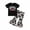 Black, variant on Toddler Western Baby Girl Clothes Bell Bottom Outfit Short Sleeve Letter Tops Cow Print Flare Pant Sets
