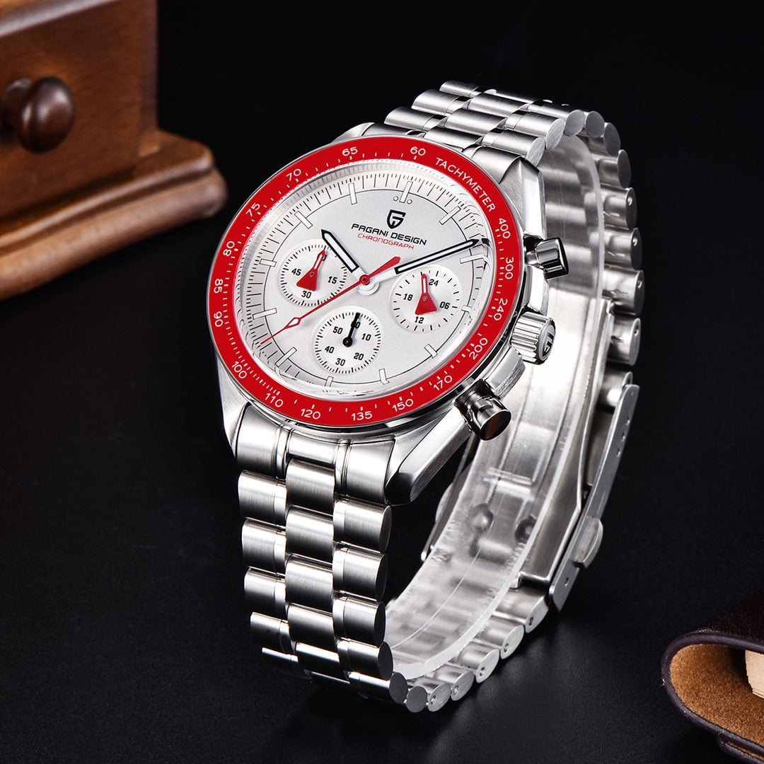 Pagani Design 1701 Mens Quartz Watch Casual Stainless Steel Dial 40mm  Analog Automatic Watch 100M Water Resistant Chronograph Mirror Watch with