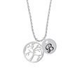 thumbnail image 2 of Delight Jewelry Silvertone Tree of Life in Circle Silvertone Script Initial Disc - B - Charm Necklace, 20"+3", 2 of 4