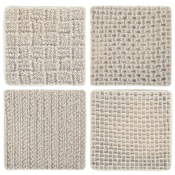 4PCS Weave Knitting Silicone Mold Crochet Texture Embossed Design Cake Candy Chocolate Fondant Soap Moulds Kitchen Baking Tools (Grey)