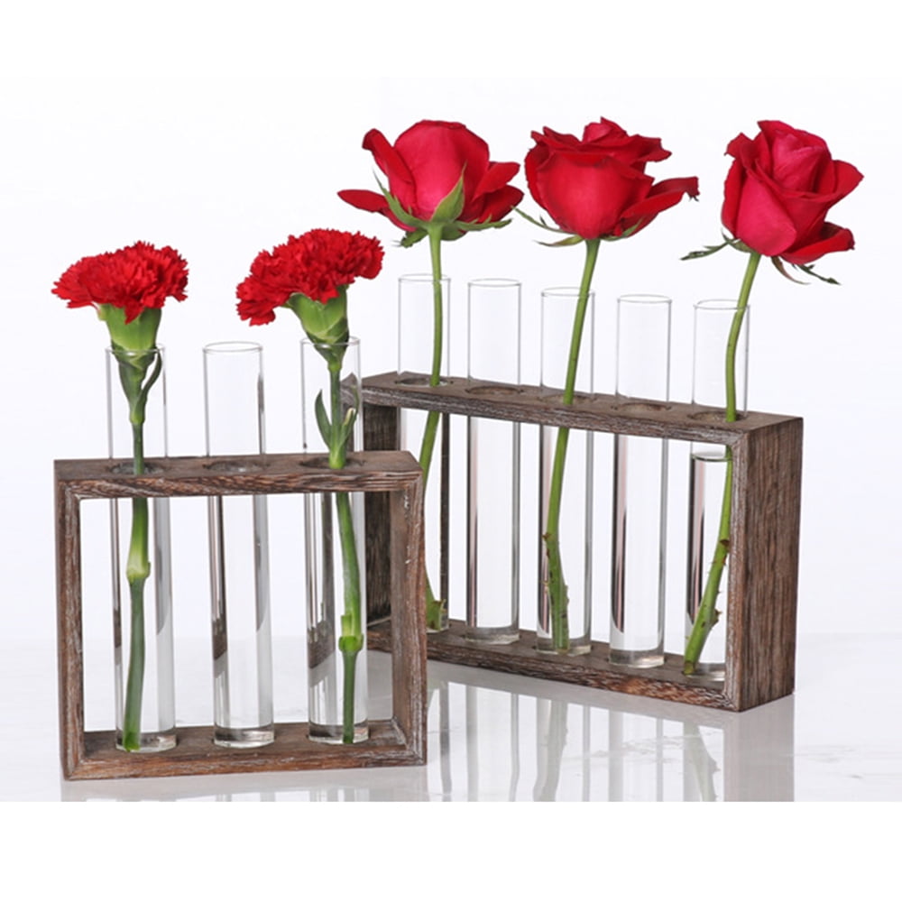 Glass Tube Vase Wooden Stand Flower Pots Hydroponic Plant Home Garden Decoration Glass Tube Vase Wooden Stand Flower Pots Hydroponic Plant Home Garden Decoration