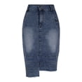 thumbnail image 4 of Skirts for Women Trendy,Womens Midi Jean Skirt High Waisted Asymmetrical Hem Bodycon Skirts Plus Size A Line Stretch Denim Skirt with Pocket, 4 of 7