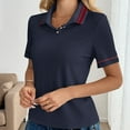 thumbnail image 5 of HongQid Womens Short Sleeve Collared Tops V Neck Button Down Placket Fitted Shirts, 5 of 7