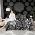 thumbnail image 4 of Erosebridal Black White Paisley Bedding Comforter Set, Hippie Bohemian Queen Bedding Sets, Black Reversible 7 Pieces, 4 of 6