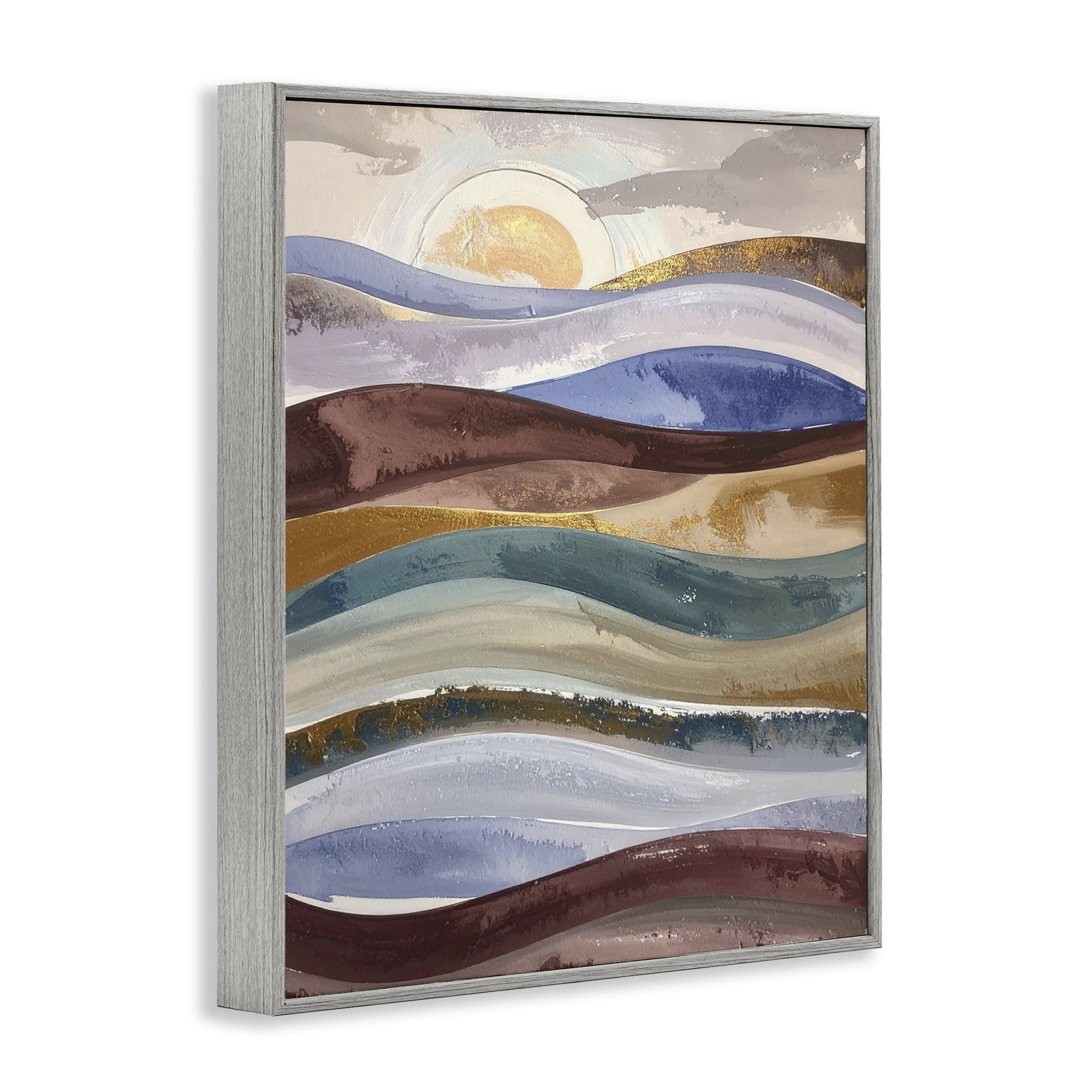 Stupell Industries Layered Ocean Flow Gray Framed Giclee Art, design by Alonza Saunders