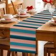 thumbnail image 5 of Blue Pink Striped Table Runner 72 Inches, Farmhouse Stripe Bed Runner Dresser Scarves Tabletop for Indoor Outdoor Parties/Ceremony/Banquet, 14" x 72", 5 of 8