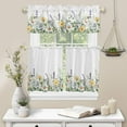thumbnail image 2 of 3 Piece Kitchen Curtains Tiers and Valances Set, Lavender Daisy Flower Eucalyptus Leaves Watercolor Floral Spring Short Rod Pocket Window Curtain for Bedroom, Bathroom, 2 of 6