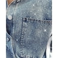 thumbnail image 2 of Chaqueta vaquera informal for mujer con lentejuelas en contraste, manga larga y diamantes de imitación., 2 of 7