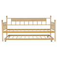thumbnail image 4 of PAPROOS Metal Daybed with Trundle, Heavy Duty Steel Slat Support Sofa Bed Frame, Steel Daybed for Bedroom Guest Room, Gold+Natural, 4 of 7