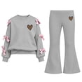 thumbnail image 2 of CYRBOKO Girls Long Sleeve Top and Flared Pants Sets, Stretchy Casual 2-Piece Pullover Kids Outfit Set Gray Size 10-12 T, 2 of 8