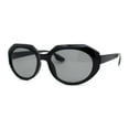 thumbnail image 2 of Mod Womens Beveled Geometric Round Oval Sunglasses All Black, 2 of 4