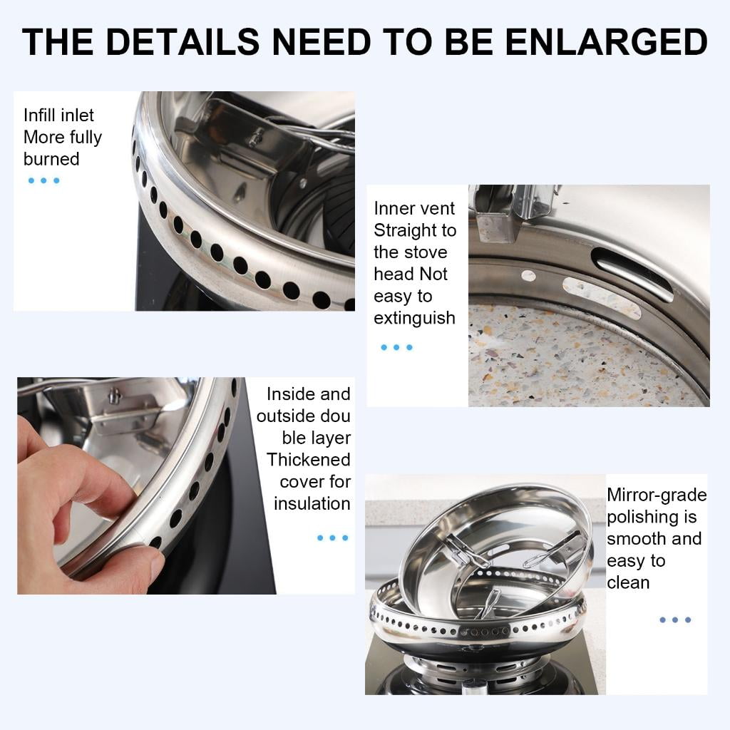Stainless Steel Stove Wind Proof Cover Double Layer Gas Stove Wind Guard Fire Gathering Cover for Cooking Efficiency