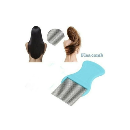 1PC Flea Lice Dandruff Comb Lice Tic Removal Comb Hair Grooming Comb with Metal Teeth (3.54 x 1.57 Inch, Red, Blue, Purple, Pink) Random Color Shipped