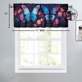thumbnail image 4 of Butterflies Kitchen Window Curtain Valance Blue Butterfly Floral Flowers Romantic Window Valance for Bedroom Bathroom Living Room Dining Room Valances Set 54 by 18 in, 1 Panel, 4 of 6