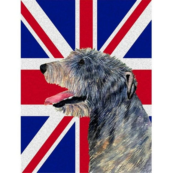 Irish Wolfhound With English Union Jack British Flag Flag Garden Size