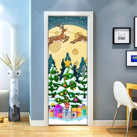3D Door Mural Sticker Christmas Tree Sleigh Colorful Green Turquoise Yellow Merry Christmas Happy New Year Wrap Murals Wallpaper Stickers Removable Decals DIY Home Decor 3D Door Mural Sticker Christmas Tree Sleigh Colorful Green Turquoise Yellow Merry Christmas Happy New Year Wrap Murals Wallpaper Stickers Removable Decals DIY Home Decor