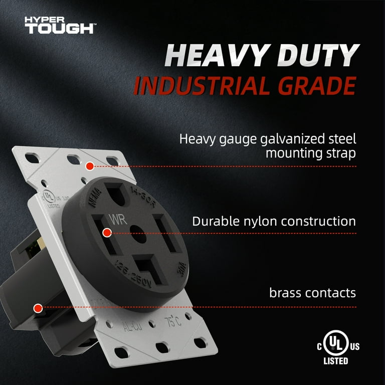Hyper Tough Dryer Outlet 30 Amp 125/250V Flush Mount NEMA 14-30R