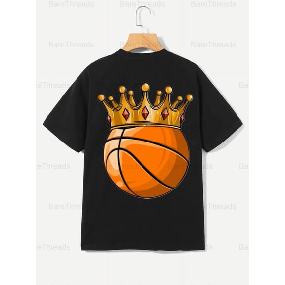 Basketball with Crown T-Shirt - Sports Graphic Tee , For Men/Women,Up to 5XL