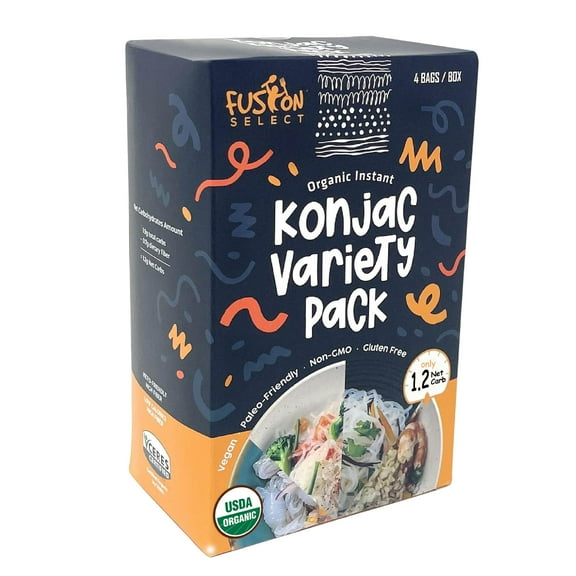 Fusion Select Organic Konjac Noodles - Shirataki Rice, Angel Hair, Spaghetti, Knots, Spaghetti - Healthy Diet Pasta - Rich in Fiber - Vegan, Keto, Paleo-Friendly, Zero Gluten, Low-Carb & Low-Calorie