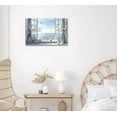 thumbnail image 3 of Coastal Flower Bathroom Canvas Wall Art Farmhouse Cotton Bouquet and Butterfly Bathroom on Window Wall Decor Rustic Blue Beach Butterfly Poster Print for Living Room Bedroom Restroom Home Decoration, 3 of 5