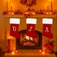 thumbnail image 2 of 20 Inches Monogram Christmas Stockings Red Velvet with White Super Soft Plush Cuff Embroidered Xmas Stockings Classic Personalized Stocking Decorations for Family Holiday Season Decor(Letter G), 2 of 5