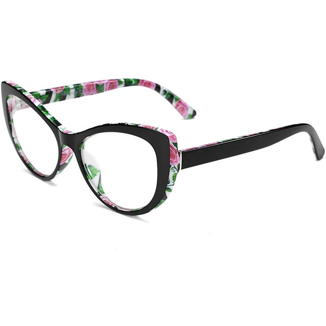 FEISEDY Monture de Lunettes Oeil de Chat pour Femmes Lunettes Imprimées Verres Transparents Lunettes B2441