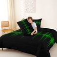 thumbnail image 4 of Homewish Green Aesthetic Lines Queen Comforter Set,Contemporary Art Comforter Sets Queen,Black Reversible,3pcs,1 Comforter and 2 Pillowcases, 4 of 7