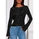 thumbnail image 2 of Blusa para Mujer PRETTYGARDEN Manga Larga Malla Floral Negra XXL, 2 of 8
