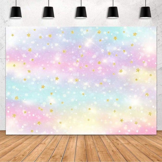 Fondo de arcoíris con purpurina personalizado, unicornio, fiesta de cumpleaños, decoración para baby shower, fondo de fotografía con estrellas doradas y purpurina, pancarta para pastel, mesa, estudio