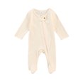 thumbnail image 1 of Faithtur Solid Color Romper, Long Sleeve Round Neck Zip-up Footed Jumpsuit, 1 of 7