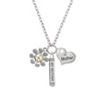 thumbnail image 2 of Delight Jewelry Two-tone Large Daisy with Peace Sign Always My Mother Bar Zoe Necklace, 2 of 4