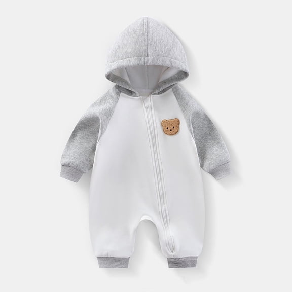 Timegard Toddler Baby Clothes Boy Girls Zip up Hoodies Onesie Cute Comfy Long Sleeve Infant Rompers