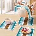 thumbnail image 5 of Modern Brown Teal Pot Holders for Kitchen Heatproof Potholder, 3 Pack Boho Contemporary Geometric Striped Hot Pads Multipurpose Oven Pads Cloth Potholders Trivet for Cooking Baking, 5 of 8