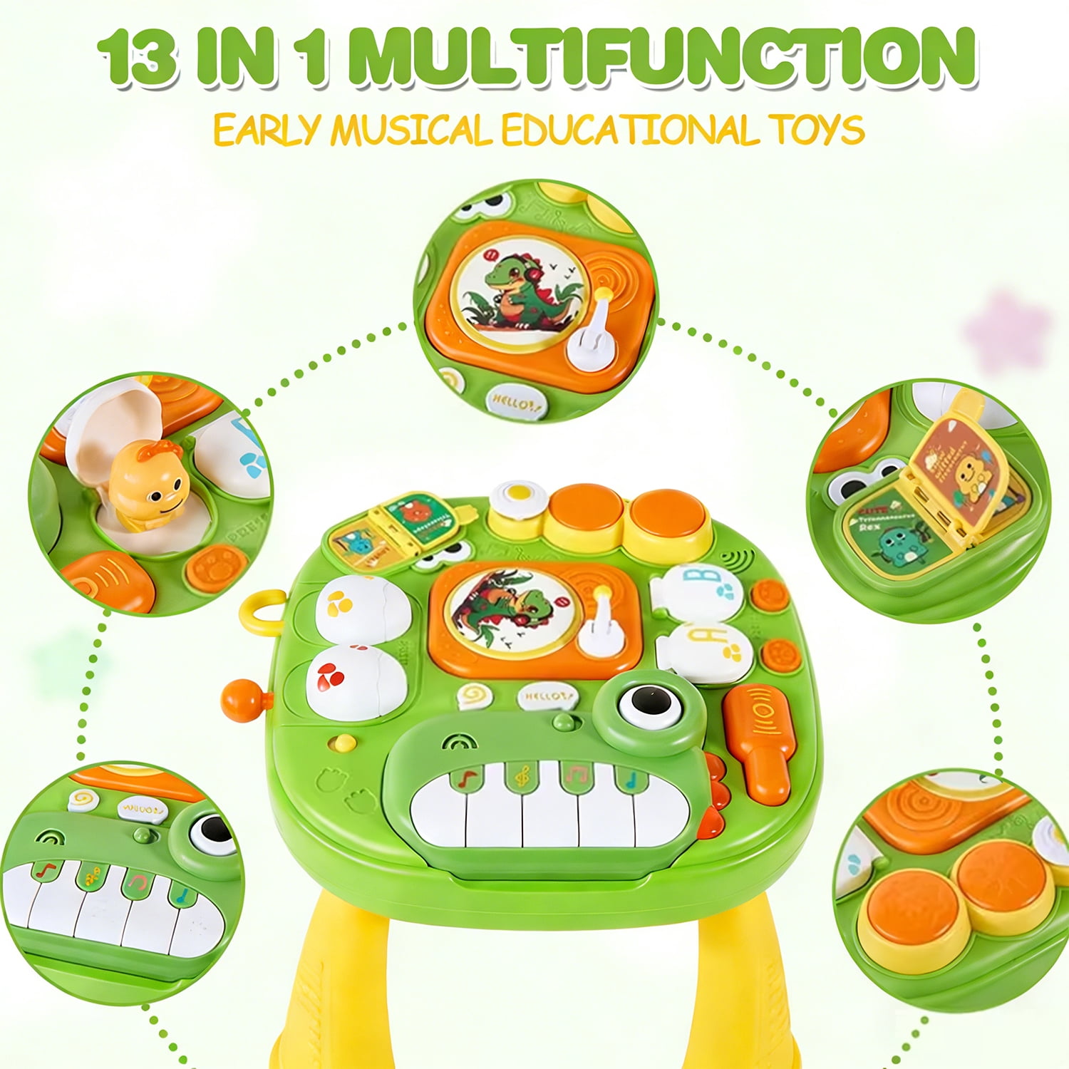 LINXUXIE Baby Activity Table, Sitting Play Musical Activity Keyboard & Detachable Legs for Toddlers, Activity Center for Kids 1-3 3-5 5-8 Year Old