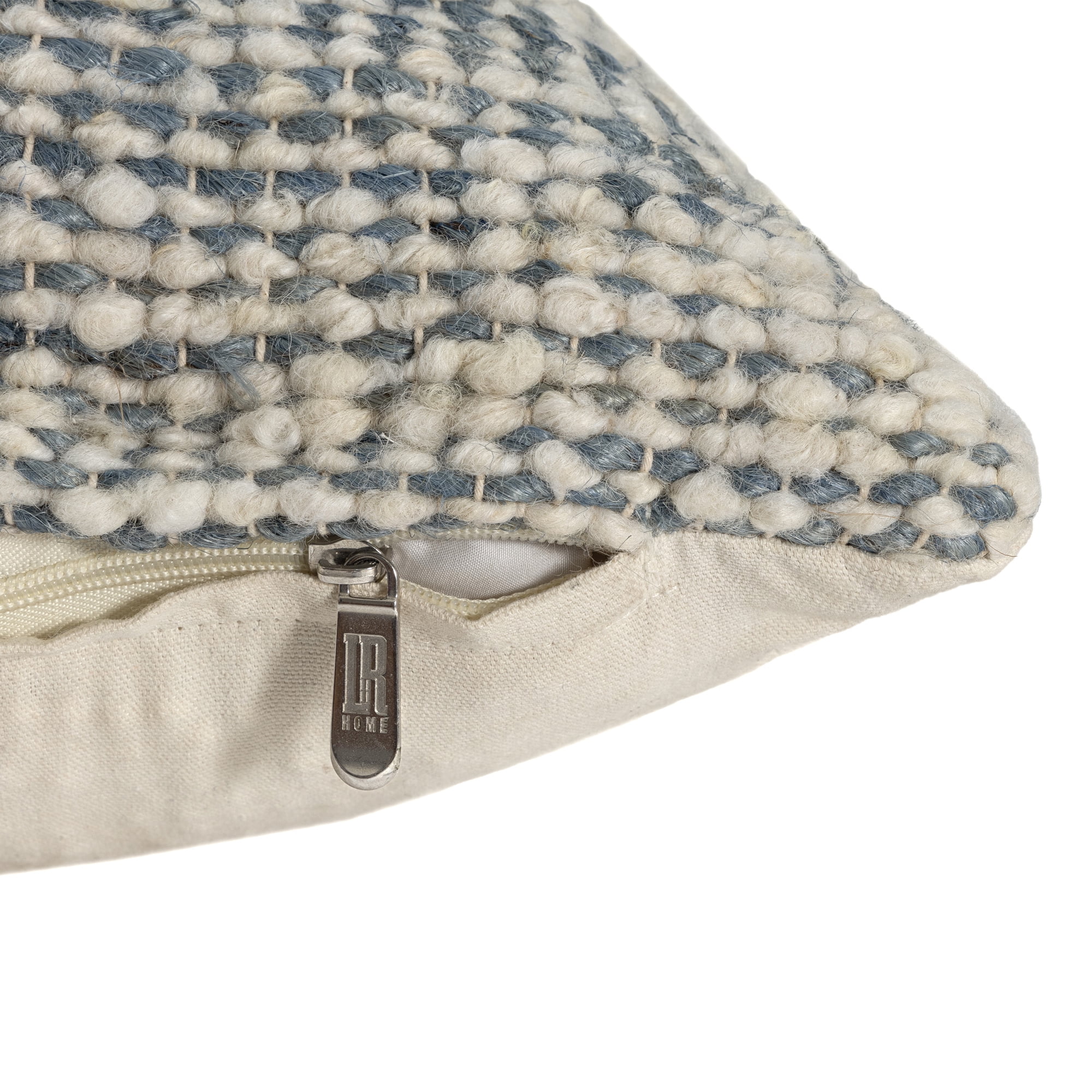 Harlow Hill Tulsa 22" x 22" Ivory/Blue Striped Wool Blend Adult Decorative Throw Pillow Cover