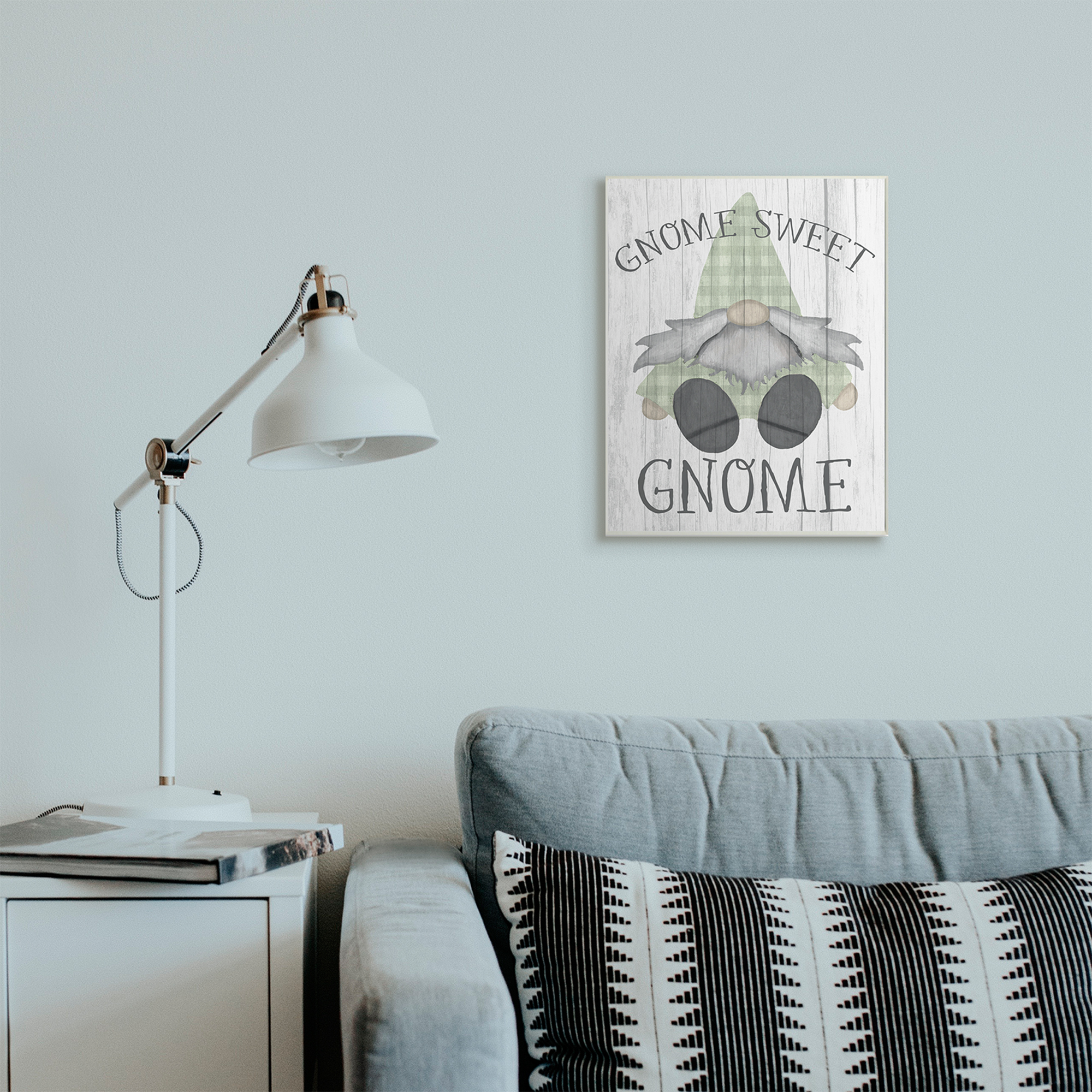 Stupell Industries Gnome Sweet Gnome Garden Home Pun Fairy Tales & Fantasy Painting Wall Plaque Art Print Wall Art, 13 x 19
