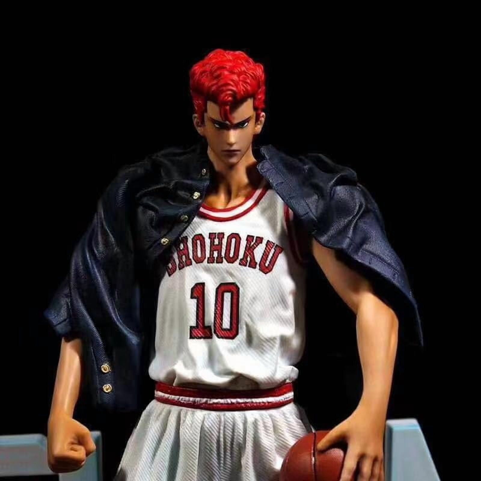 Hanamichi Figure Standing Basketball Sakuragi Hanamichi Figures 34cm/13.4inch Anime Character Decor Statue Model Desktop Ornament Gifts (White)