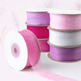 thumbnail image 3 of Cinta de organza Mlurcu, 2,54 cm x 137,16 m, 6 rollos, color rosa para boda, 3 of 7