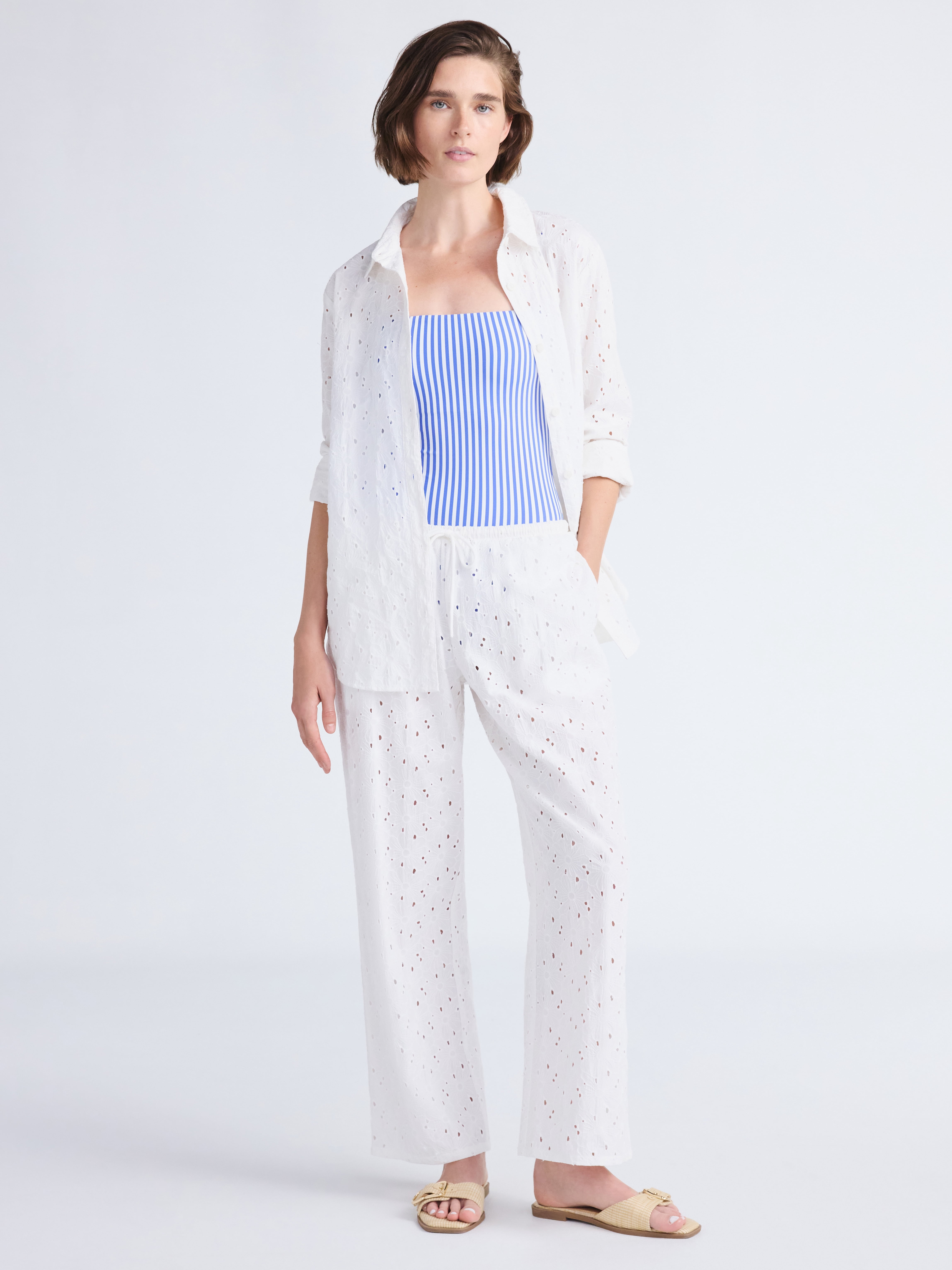 Free Assembly Women's Cotton Eyelet Coverup Pants, Sizes XXS-XXL