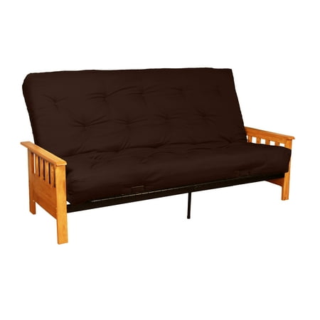 Full Size Sleeper Bed - Arts & Crafts 10-inch Loft Inner Spring Futon Sofa Sleeper Bed, Full-size, Natural Arms, Twill Brown