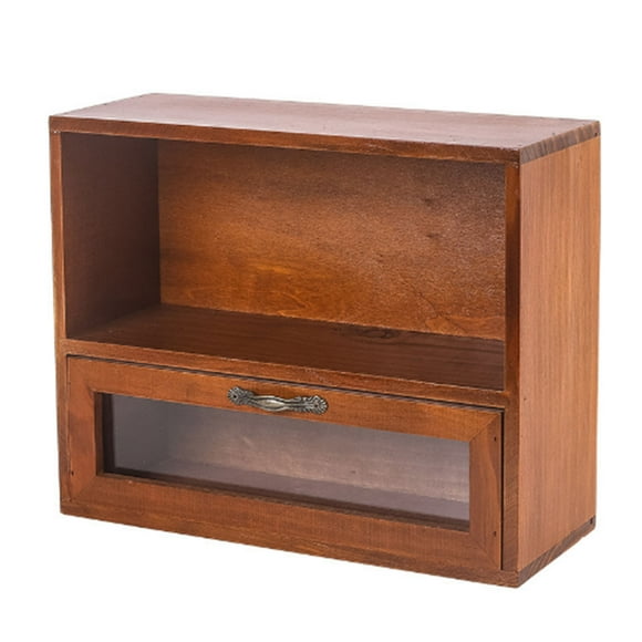 Armoire de rangement en bois avec tiroir et armoire ouverte en bois rétro pour bureau, chambre à coucher