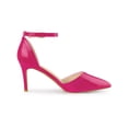 thumbnail image 3 of BLISSFUL STEP Women's Pointy Toe Ankle Strap Stiletto Heels Pumps Hot Pink 6, 3 of 6