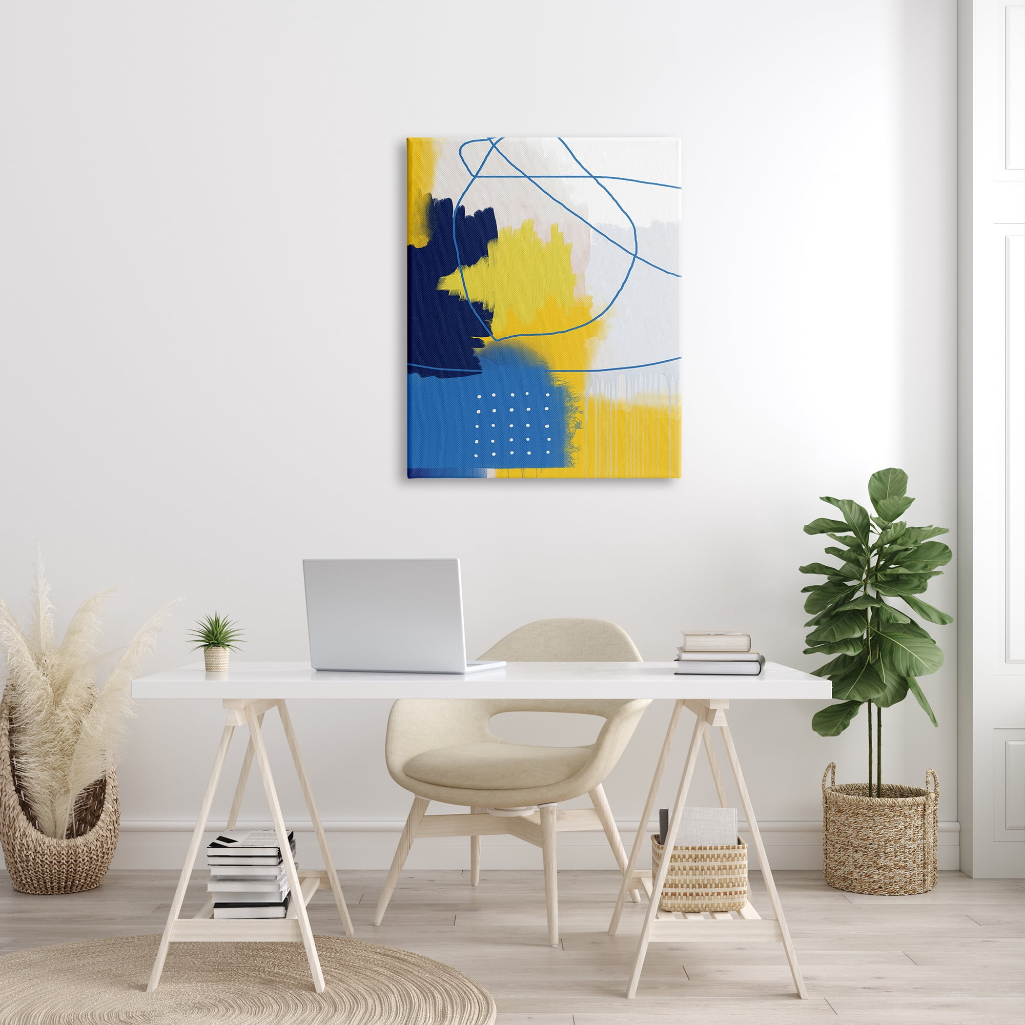 Stupell Industries Bold Lively Shapes Modern Blue Yellow Abstract Collage, 30 x 40, Design by Urban Epiphany