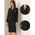 thumbnail image 2 of DARING DIVA Women's 2 Piece Long Sleeve Work Outfits Blazer Pencil Skirt L Black, 2 of 6