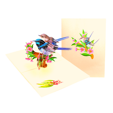 TWIN WREN BIRDS Pop Up Card, 3D Greeting Card For All Occasion