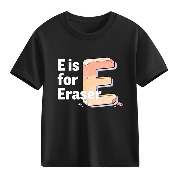 Juslio Boys Letter Pattern Shirts Casual Short Sleeved Tops, Comfortable Breathable Crew Neck T Shirts Sizes 2-18