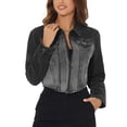 thumbnail image 4 of INSPIRE CHIC Denim Jacket for Women's Casual Zip Up Cropped Washed Jean Jackets, 4 of 5
