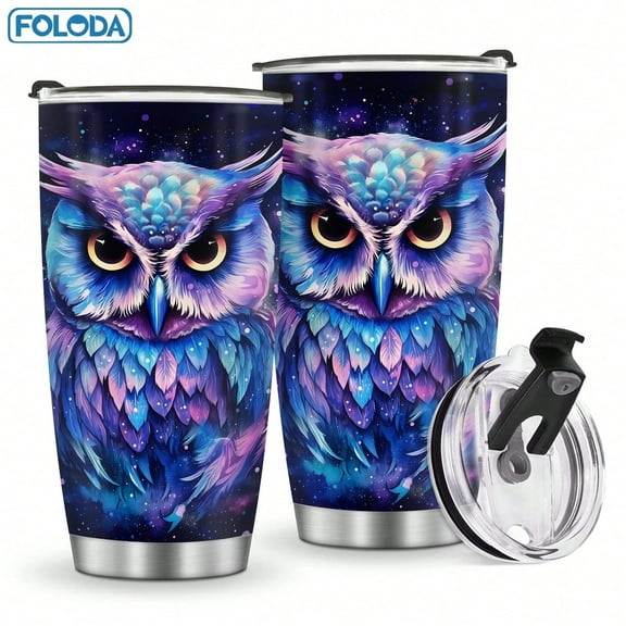 Foloda 1pc 20oz Owl Tumbler Birthday Gifts for Women Insulated Cups Funny Gifts Owl Mug Gifts for Owl Lovers For Daughter Sister Animal Lovers Christmas Birthday Valentine's Gift