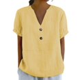 thumbnail image 2 of Tittly T Shirts for Women Tshirts Shirts Women's Fashionable Casual V Neck Short Sleeved Top T Shirt V Neck T Shirts Basic Tees Yellow 3XL, 2 of 5